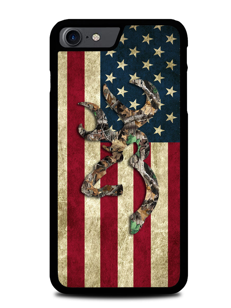Browning Deer Real Tree Camo USA Flag iPhone SE 2nd Generation 2020 Case