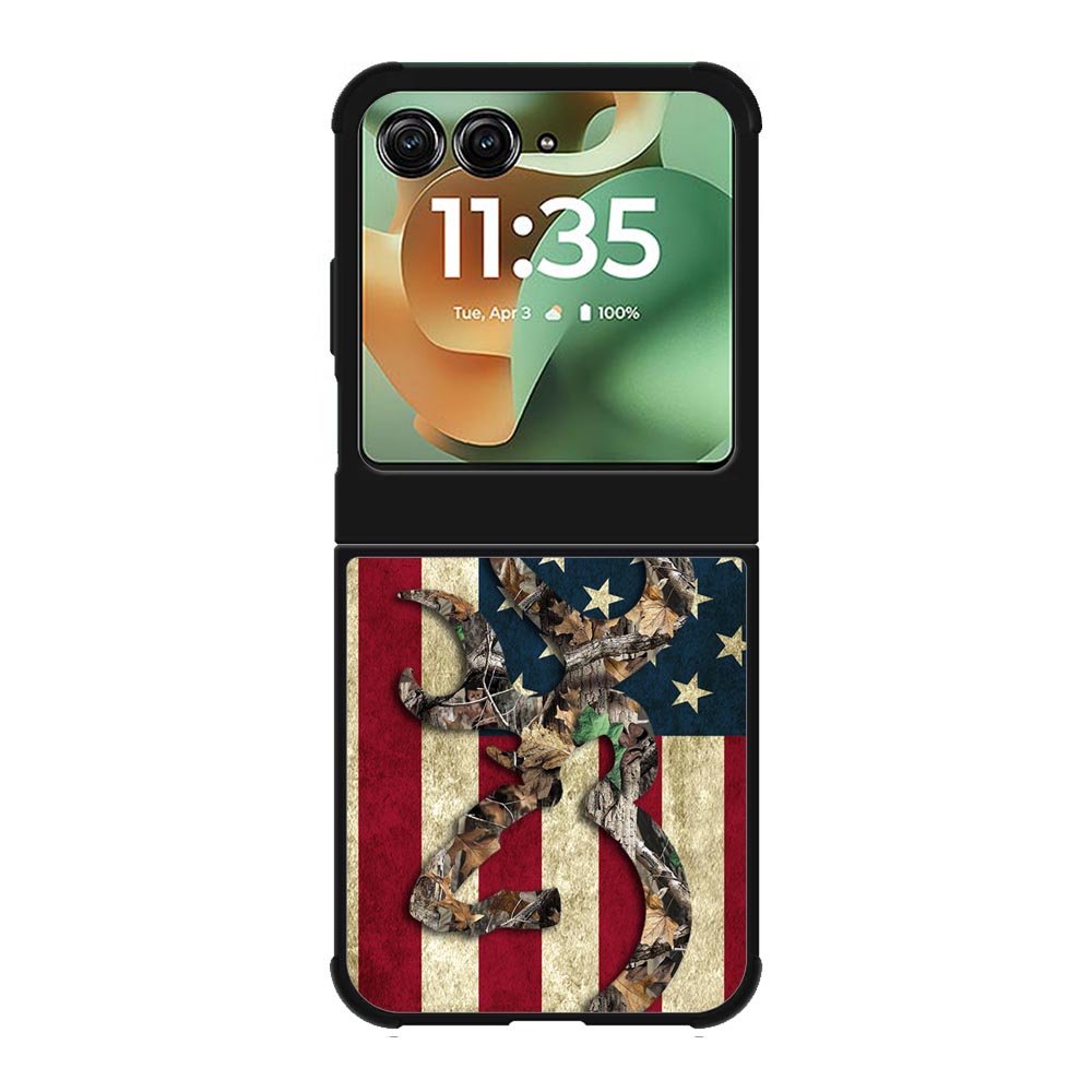 Browning Deer Real Tree Camo USA Flag Motorola Moto RAZR 2025 Case