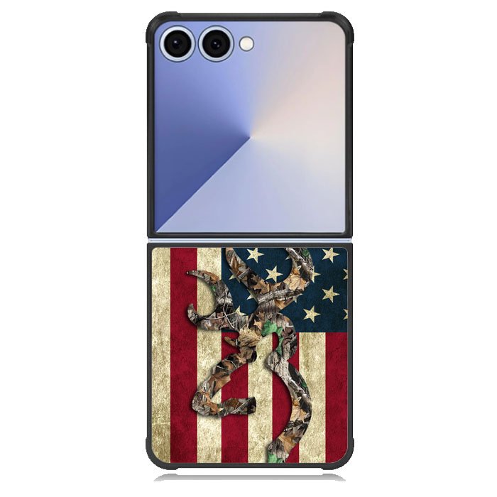 Browning Deer Real Tree Camo Usa Flag Samsung Galaxy Z Flip 7 Case DC0245