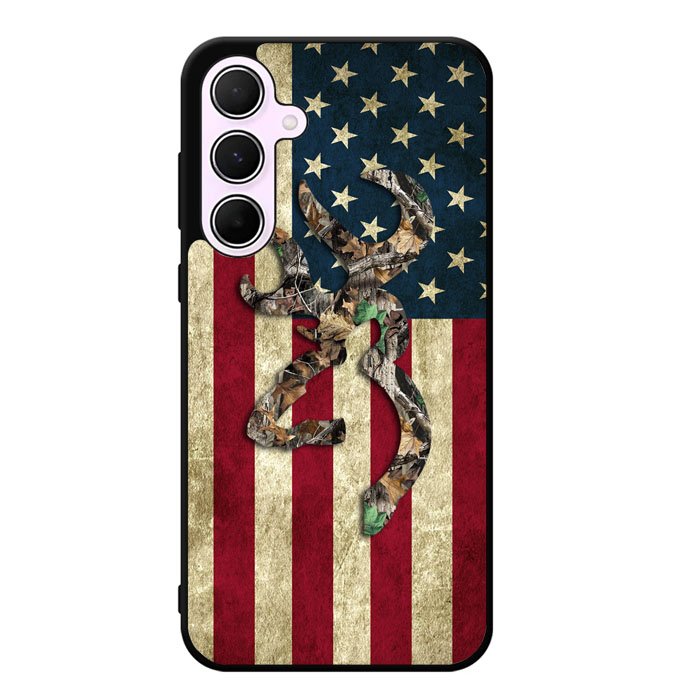 Browning Deer Real Tree Camo Usa Flag Samsung Galaxy A25 5G Case DC0245