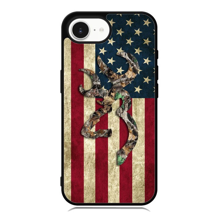 Browning Deer Real Tree Camo Usa Flag iPhone 16e Case DC0245