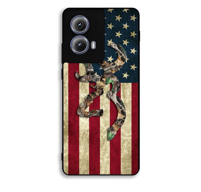 Browning Deer Real Tree Camo USA Flag Motorola Moto Edge 2024 Case DC7756