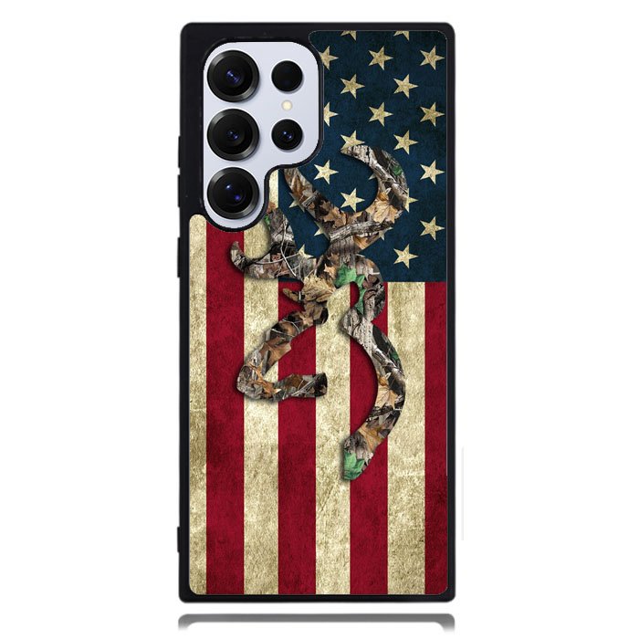 Browning Deer Real Tree Camo Usa Flag Samsung Galaxy S24 Ultra Case DC0245