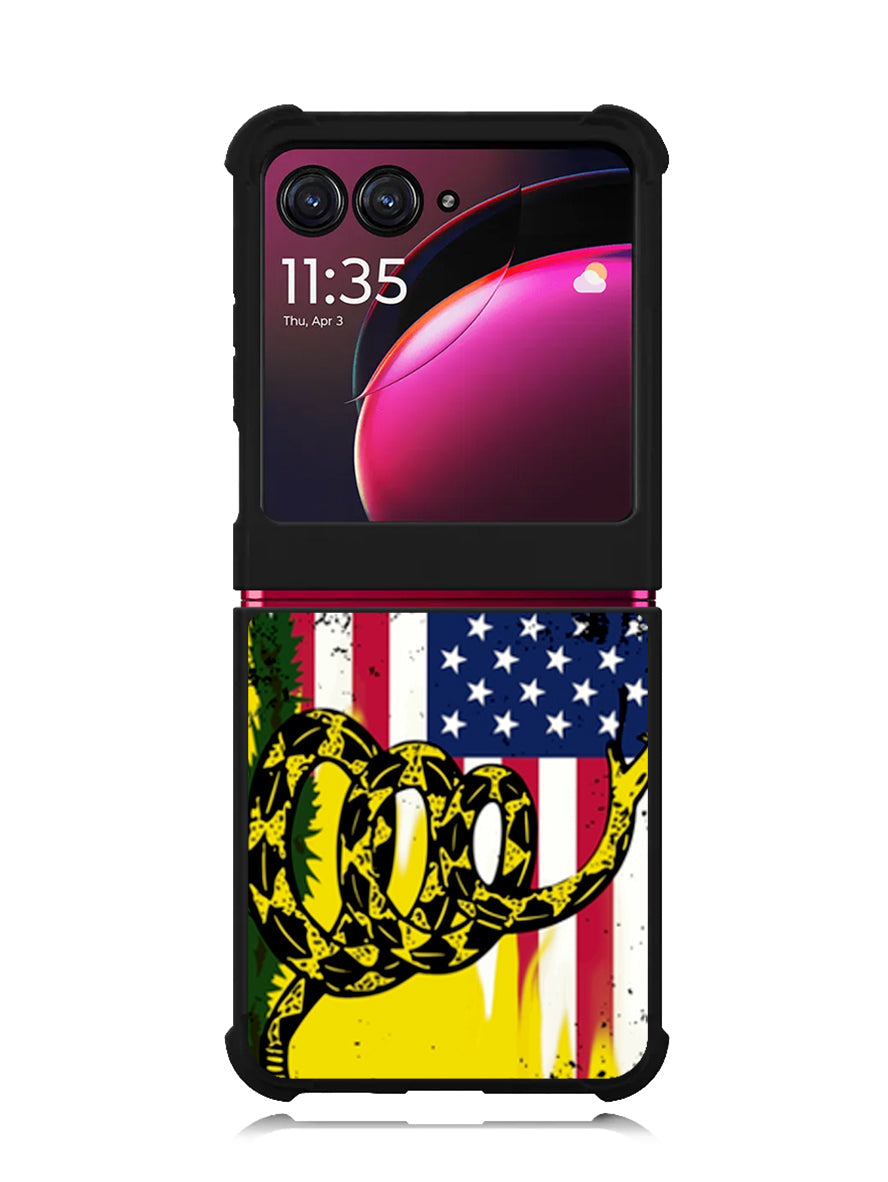 American Gadsden Flag Worn Motorola Moto Razr Plus 2023 , Moto Razr+ 2023 Case