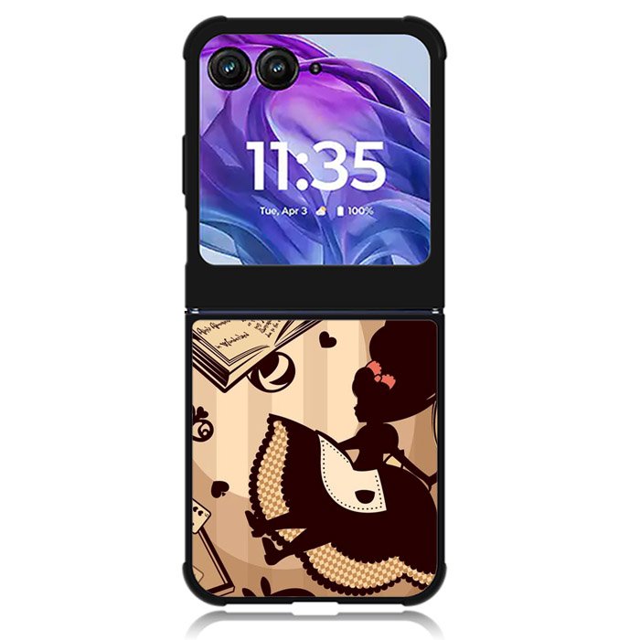 Alice in Wonderland Brown Motorola Moto Razr Plus 2024 , Moto Razr+ 2024 Case