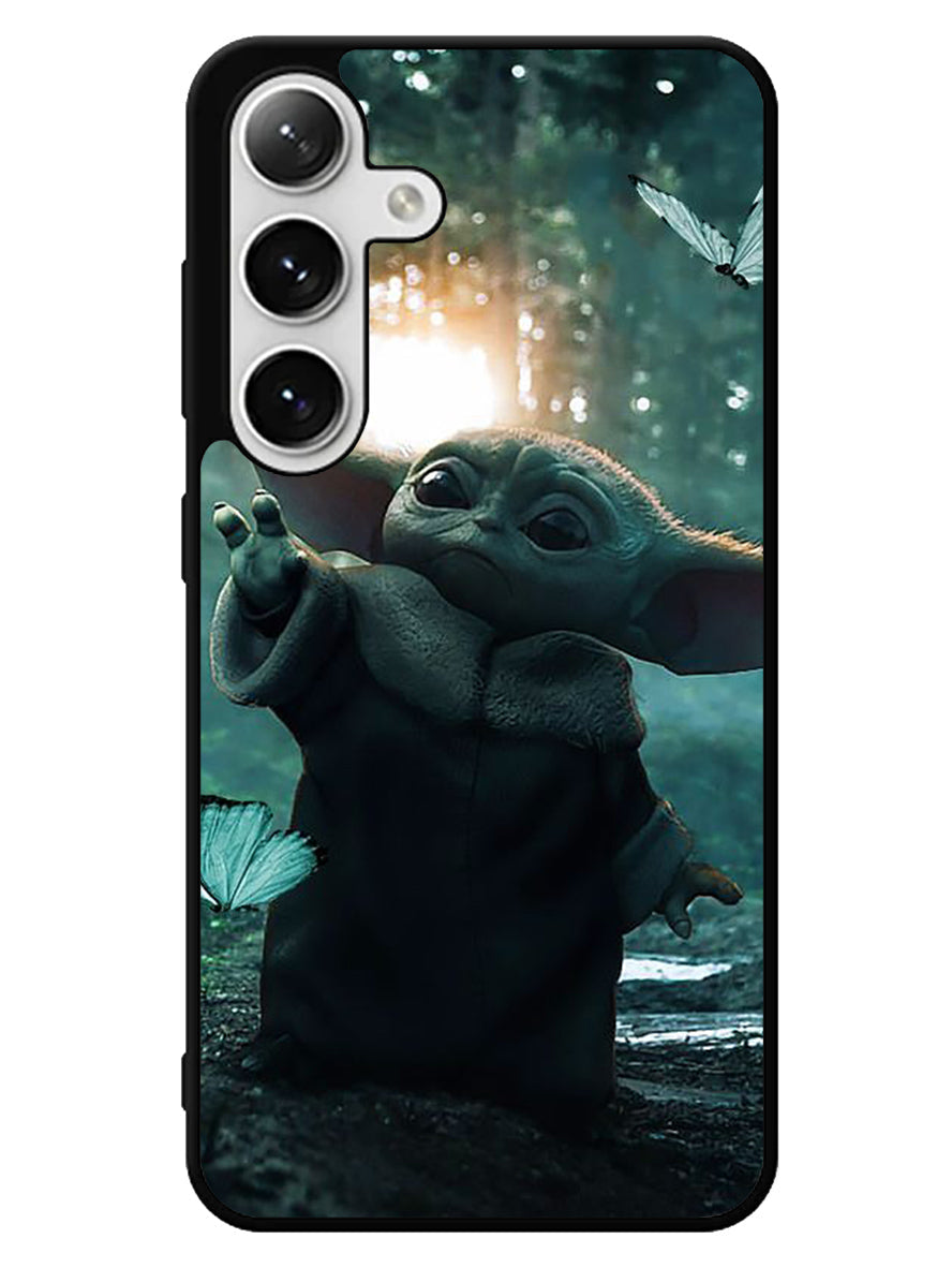 Baby Yoda In The Forest Love Butterfly Samsung Galaxy S25 5G Case