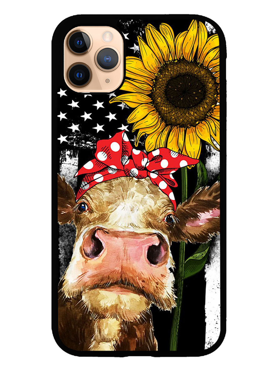 Cow With Tie SuNflower iPhone 11 Pro Max Case