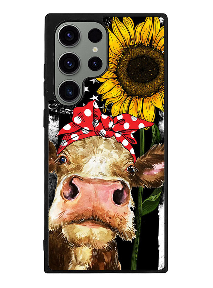 Cow With Tie SuNflower Samsung Galaxy S23 Ultra 5G Case