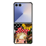 Cow With Tie SuNflower Samsung Galaxy Z Flip 7 5G Case