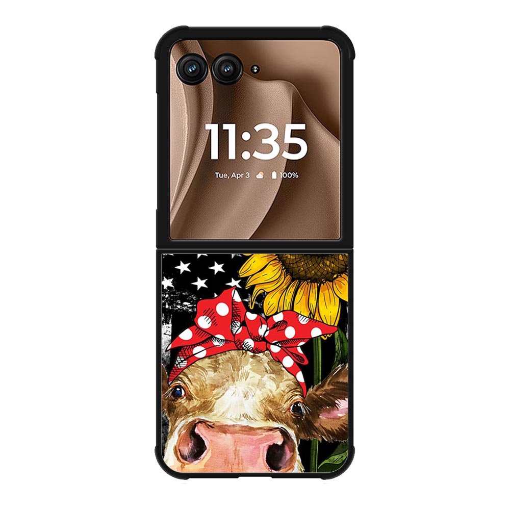 Cow With Tie SuNflower Motorola Moto RAZR Plus 2025 Case