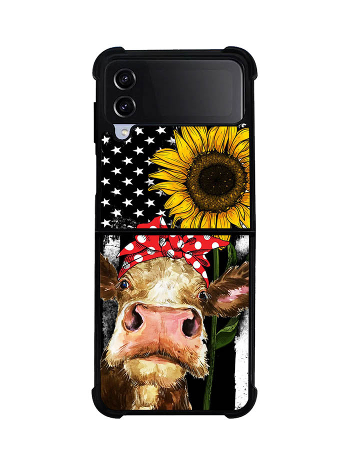 Cow With Tie SuNflower Samsung Galaxy Z Flip 4 5G 2022 Case