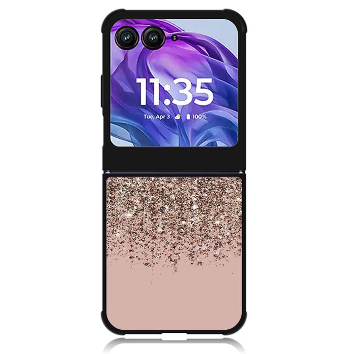 Pink Rose Gold Bronze Glitter Motorola Moto Razr Plus 2024 , Moto Razr+ 2024 Case