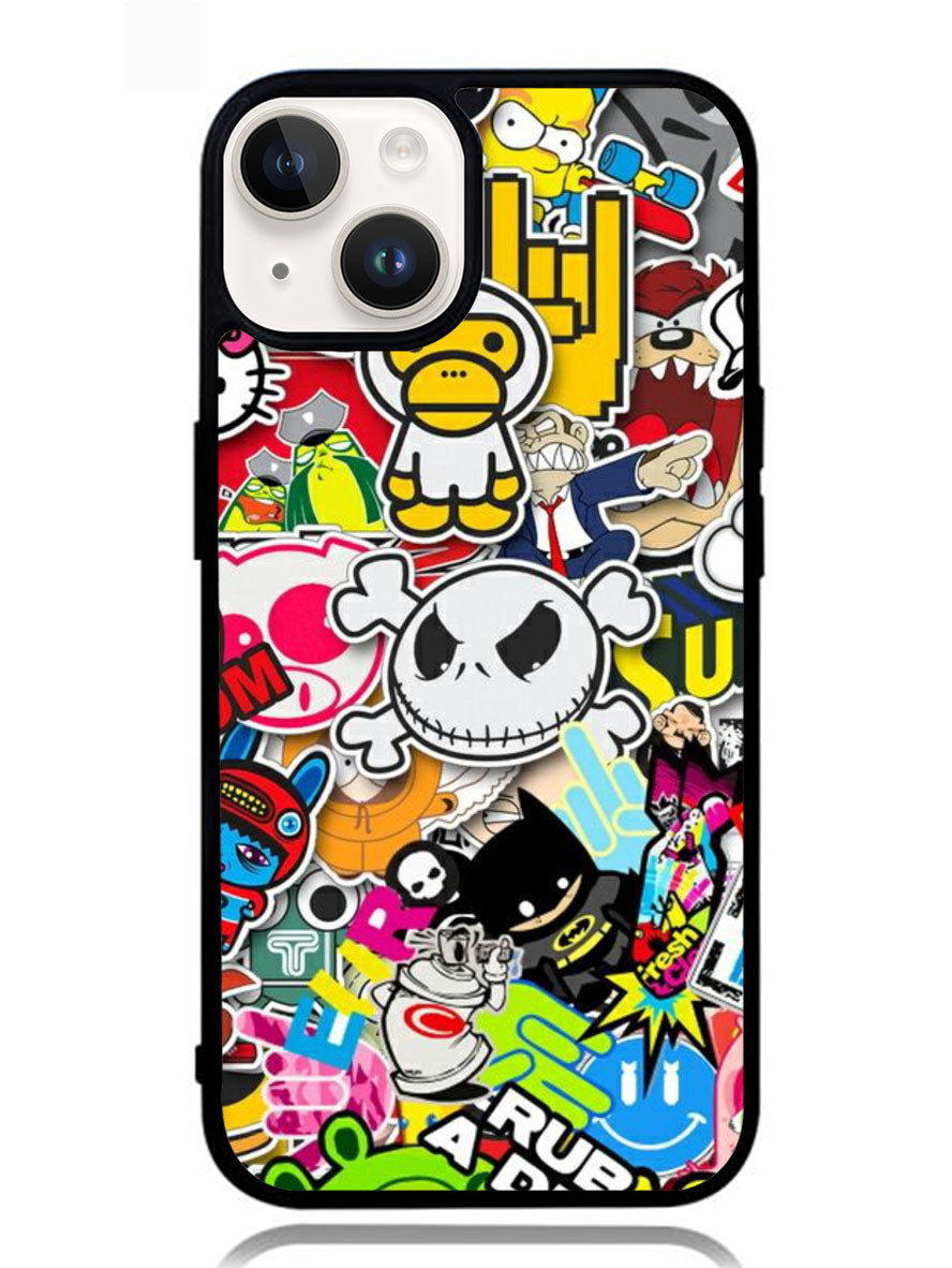 Stickerbomb Graffiti Art Collage Cool iPhone 14 Plus Case BLN0474
