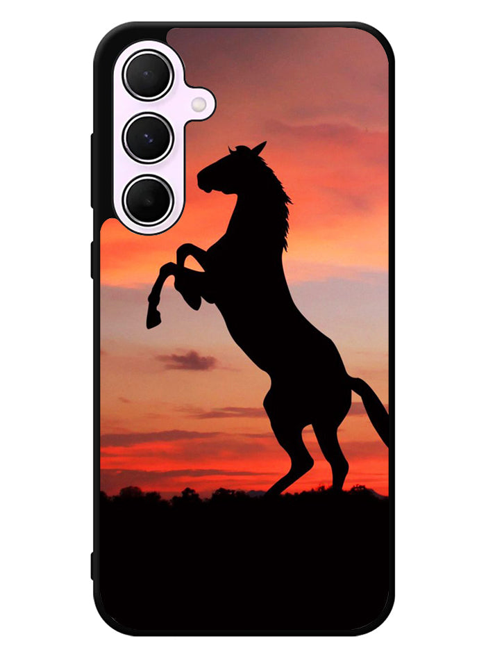 Horse Silhouette On Red Sunset Samsung Galaxy A35 5G Case