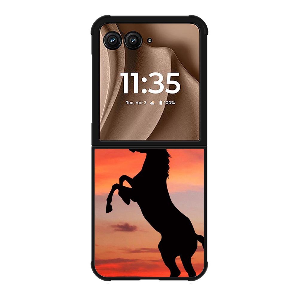 Horse Silhouette On Red Sunset Motorola Moto RAZR Plus 2025 Case