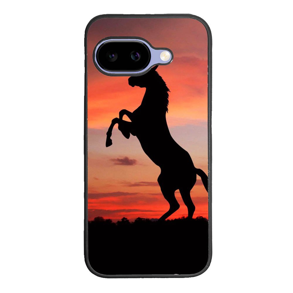Horse Silhouette On Red Sunset Google Pixel 10A Case