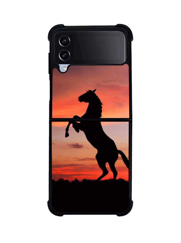 Horse Silhouette On Red Sunset Samsung Galaxy Z Flip 4 5G 2022 Case