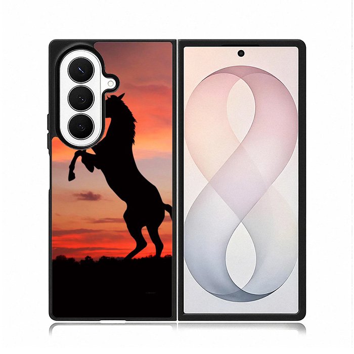 Horse Silhouette On Red Sunset Samsung Galaxy Z Fold 8 Ultra Case