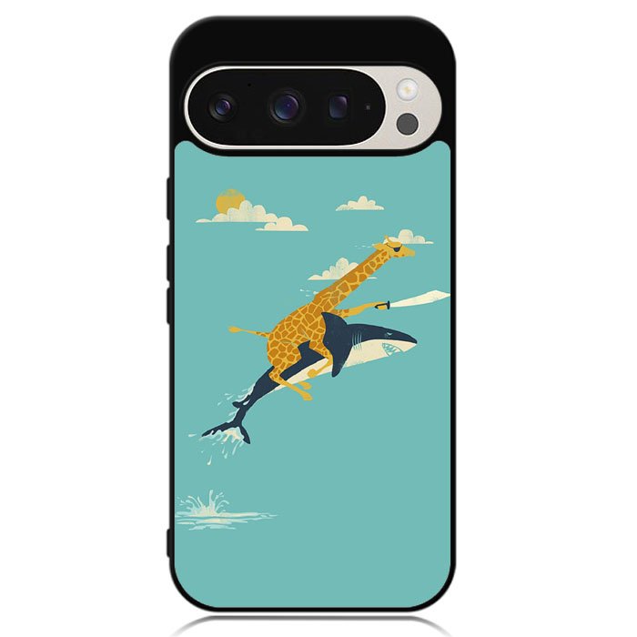 Black Friday Offer Giraffe Riding Shark Google Pixel 9 | Google Pixel 9 Pro Case DC0190