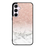 Rose Gold Glitter Ombre White Marble Samsung Galaxy A25 5G Case DC1587