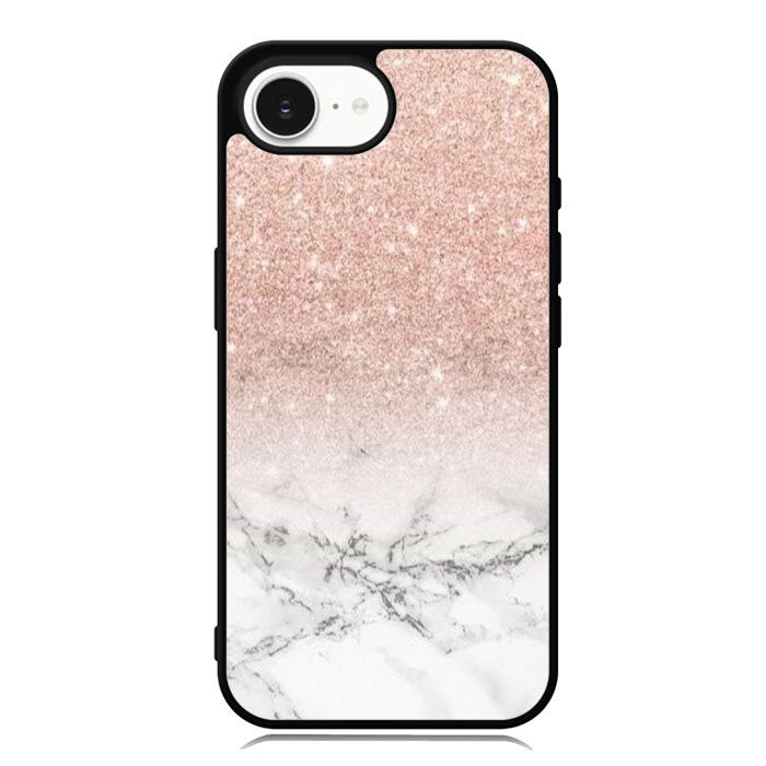 Rose Gold Glitter Ombre White Marble iPhone 16e Case DC1587