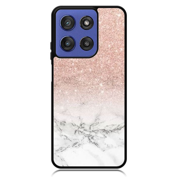 Rose Gold Glitter Ombre White Marble Motorola Moto G Stylus 5G 2025 DC1587