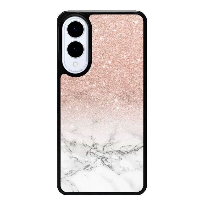 Rose Gold Glitter Ombre White Marble Samsung Galaxy S25 Edge DC1587