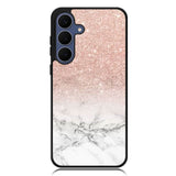 Rose Gold Glitter Ombre White Marble Samsung Galaxy S23 FE Case DC1587