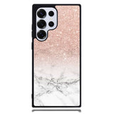 Rose Gold Glitter Ombre White Marble Samsung Galaxy S24 Ultra Case DC1587