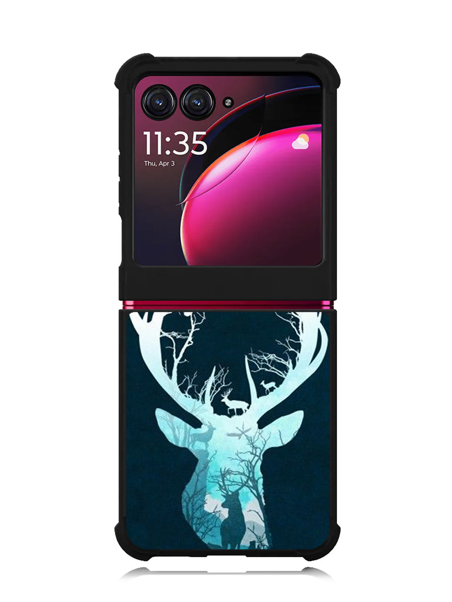 Deer Blue Winter Motorola Moto Razr Plus 2023 , Moto Razr+ 2023 Case