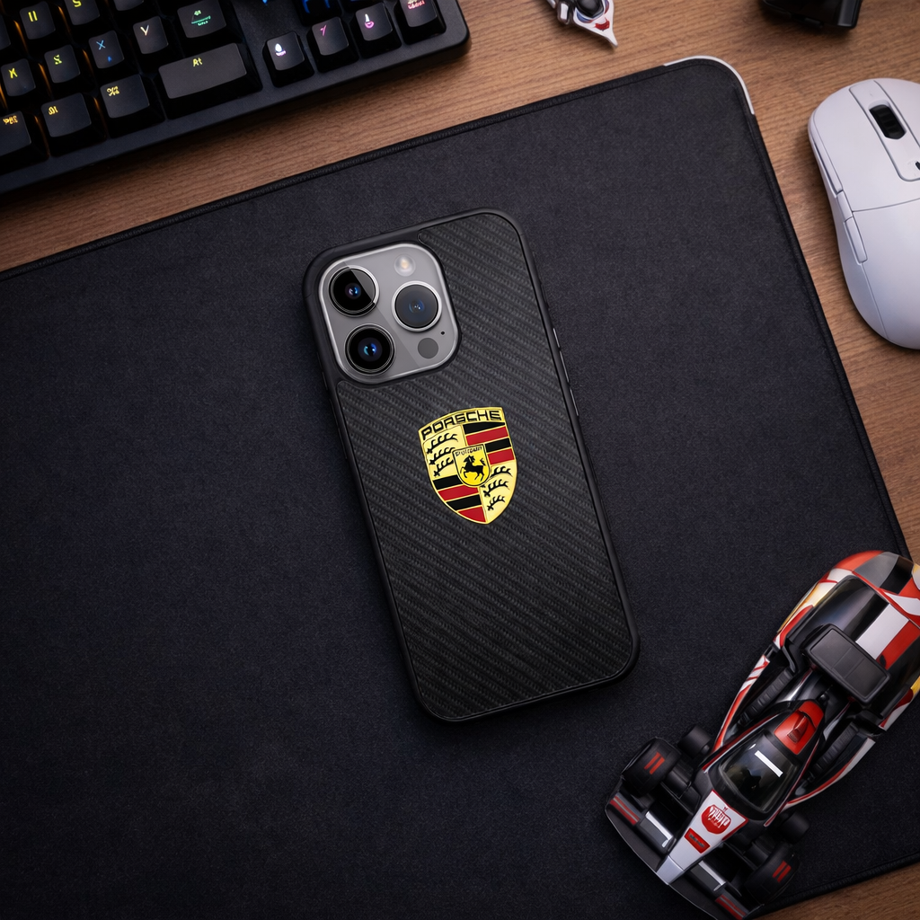 Porsche Logo Carbon iPhone 16 Pro Max Case DC1505