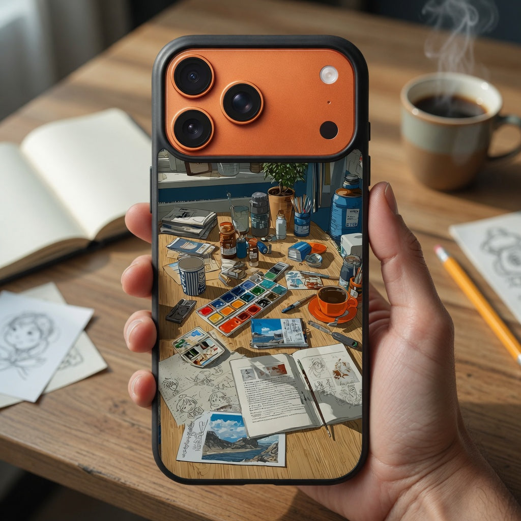 Art Studio Desk Phone Case – Protective Artist Case Compatible with iPhone, Samsung & Google Pixel