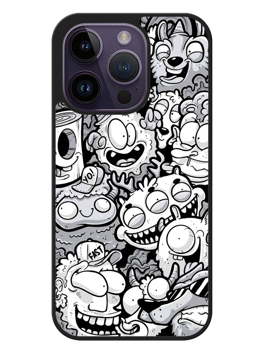 Doodle Art Cartoon iPhone 14 Pro Max Case BLN10361