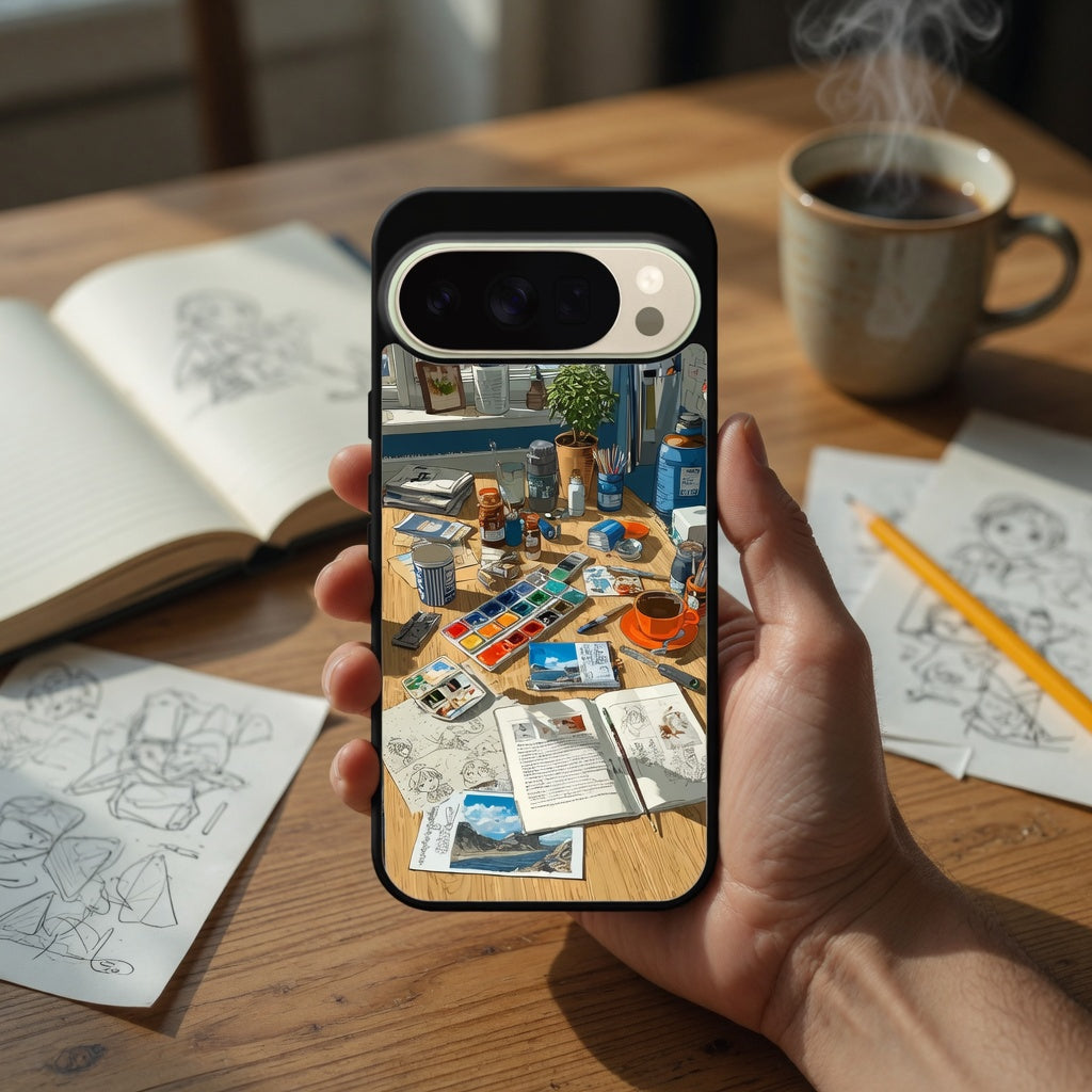 Art Studio Desk Phone Case – Protective Artist Case Compatible with iPhone, Samsung & Google Pixel