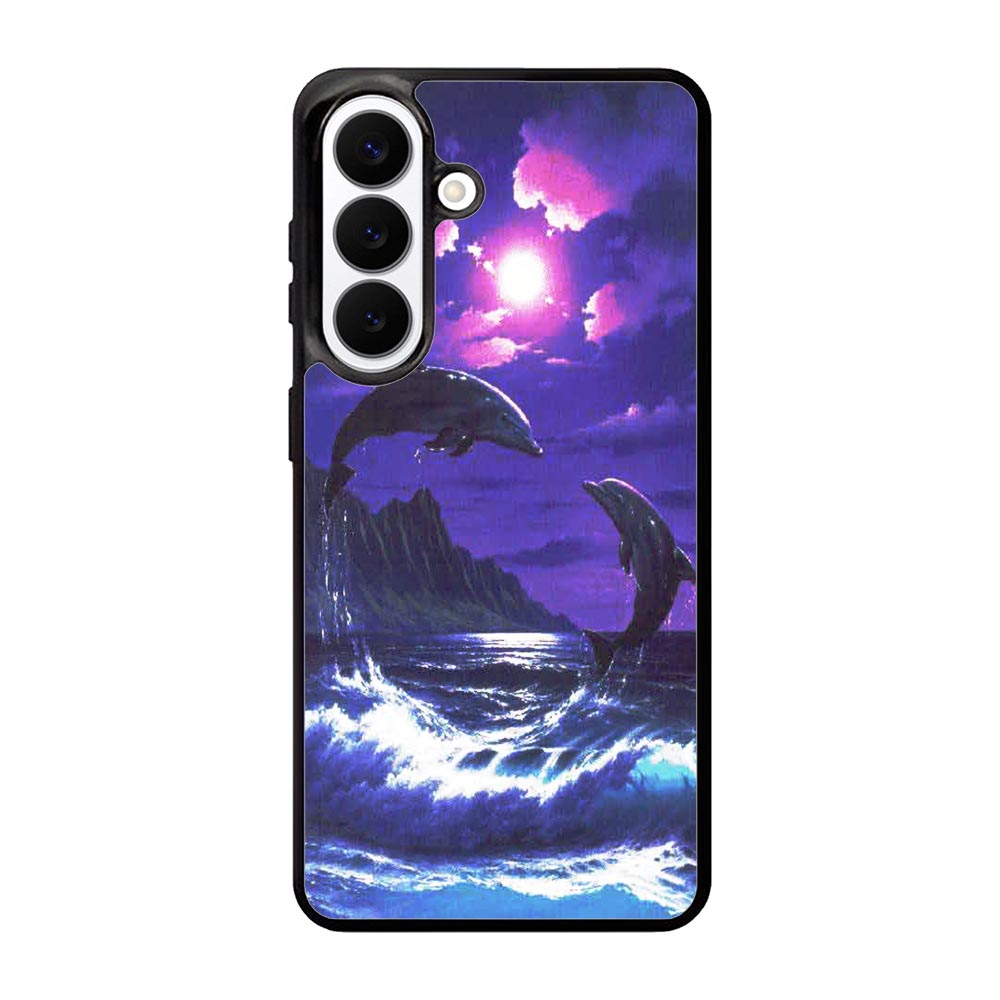 Purple Night Dolphins Beautiful Case Samsung Galaxy S26 Plus phone case with DC1522 design