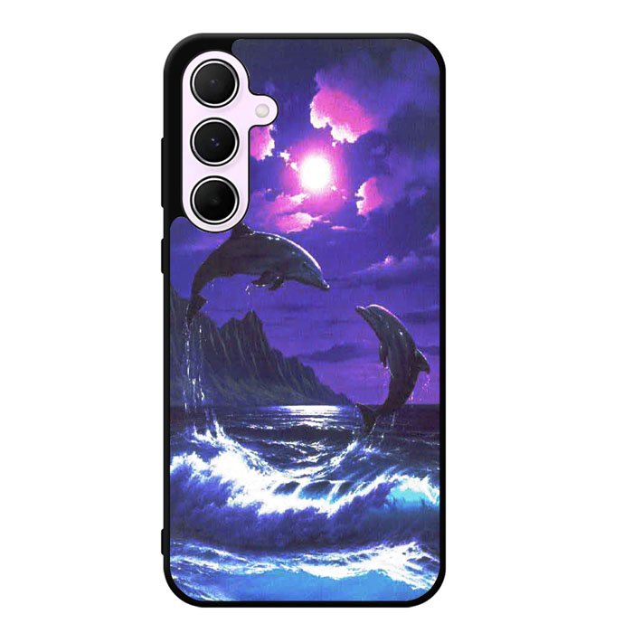 Purple Night Dolphins Beautiful Case Samsung Galaxy A35 5G Case DC1522