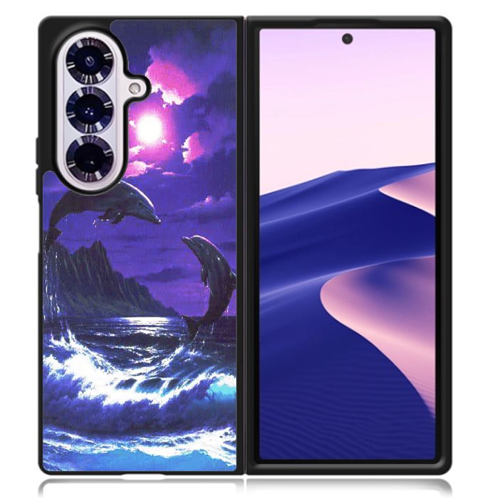 Purple Night Dolphins Beautiful Case Samsung Galaxy Z Fold 7 Case DC1522