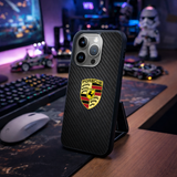 Porsche Logo Carbon iPhone 16 Pro Max Case DC1505