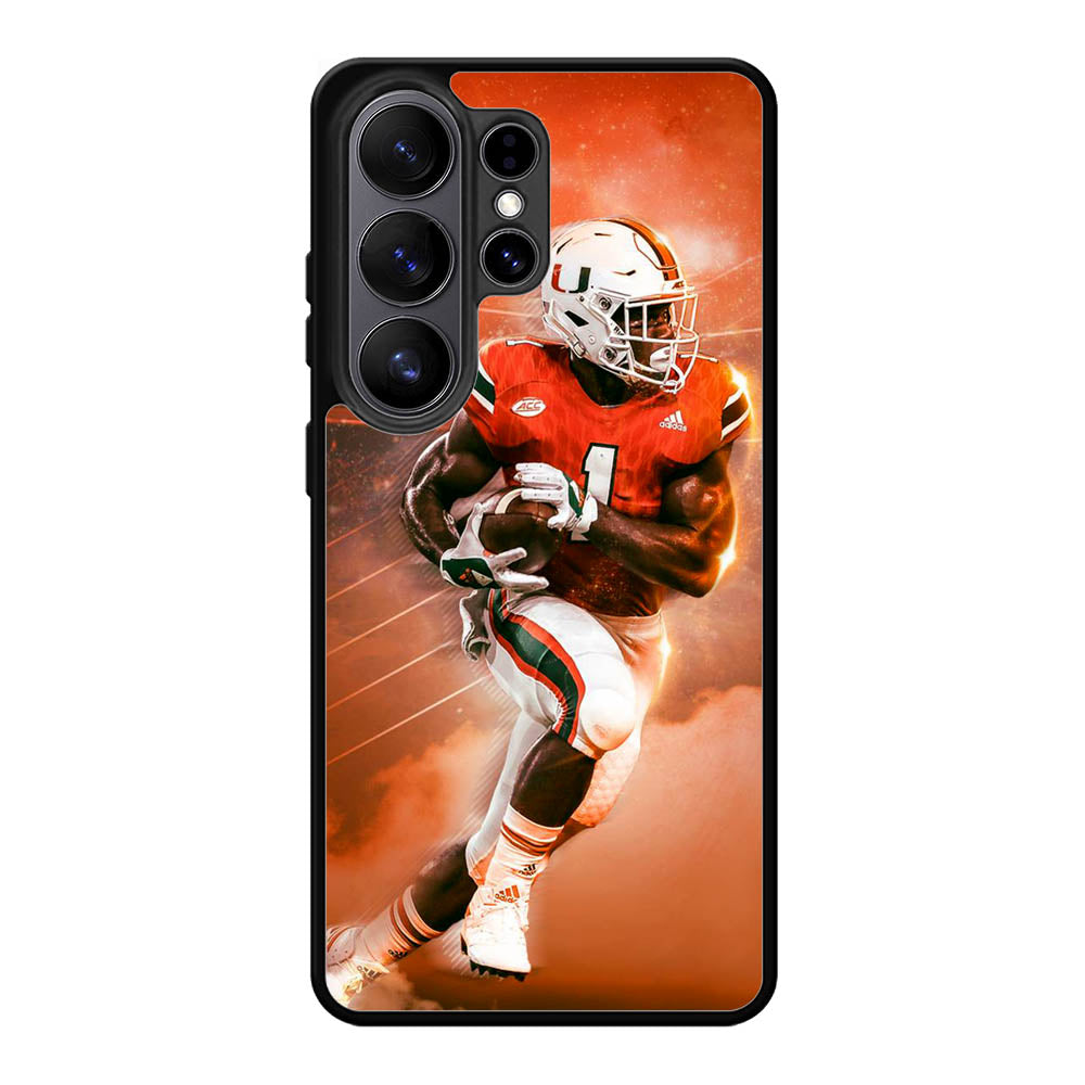 University Of Miami Footbal Samsung Galaxy S26 Ultra phone case with DC1929 design