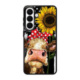 Cow With Tie SuNflower Samsung Galaxy S26 phone case