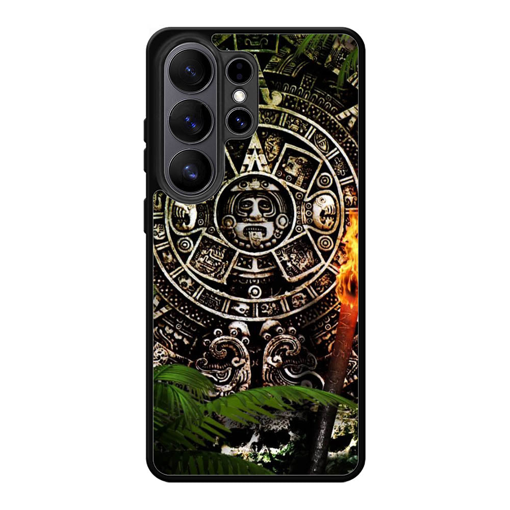 Aztec Calendar Texture Wallpaper Case Samsung Galaxy S26 Ultra phone case with DC0126 design