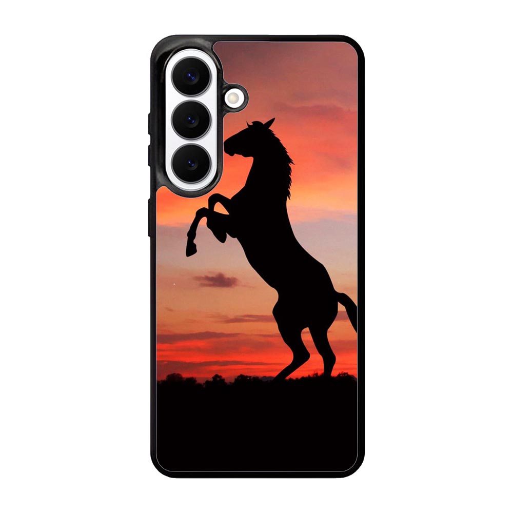 Horse Silhouette On Red Sunset Samsung Galaxy S26 phone case