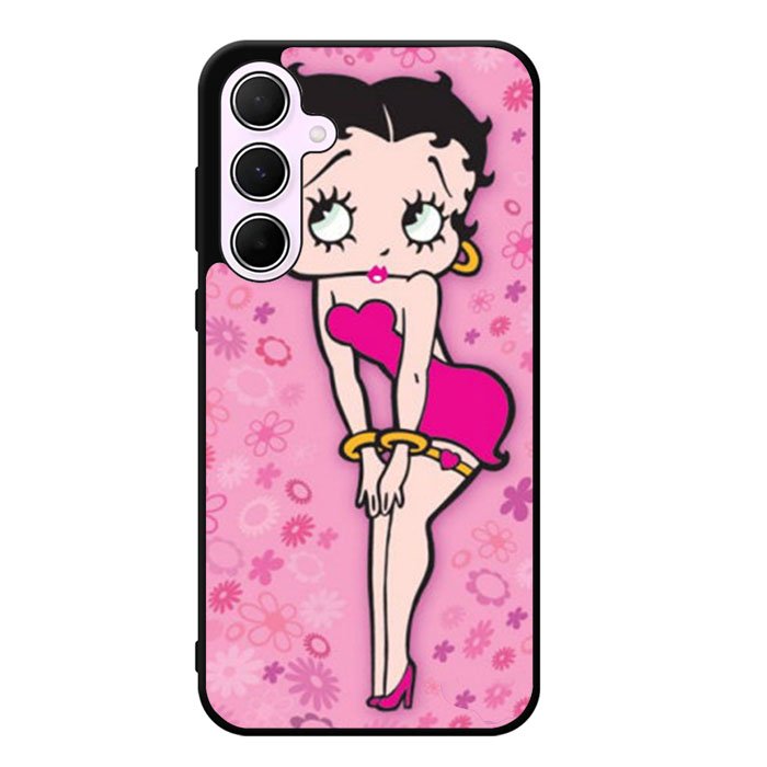Betty Boop Pink Background Flowers Samsung Galaxy A55 5G Case DC0179