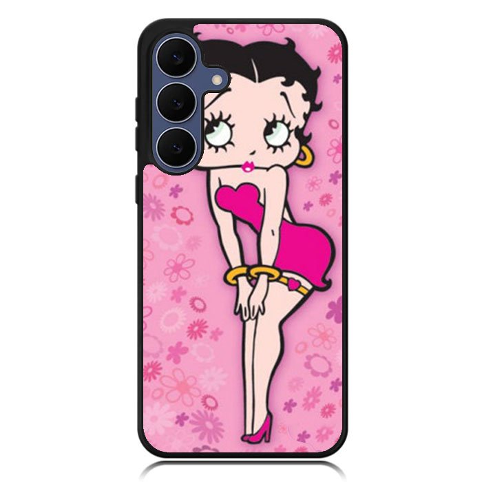 Betty Boop Pink Background Flowers Samsung Galaxy S23 Plus , Samsung Galaxy S23+ Case DC0179