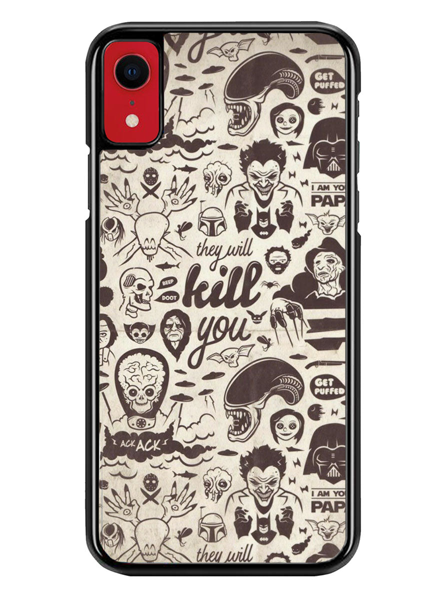 Classic Horror Pattern iPhone XR Case