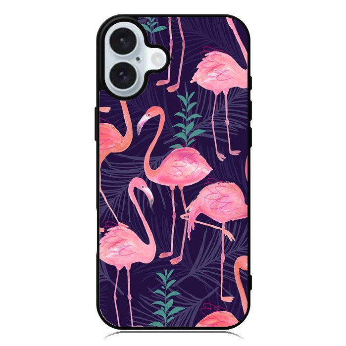 Flamingo Purple Pattern iPhone 16 Plus Case