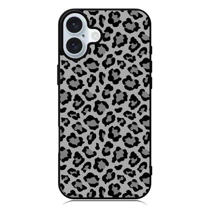 Leopard Grey Pattern iPhone 16 Plus Case