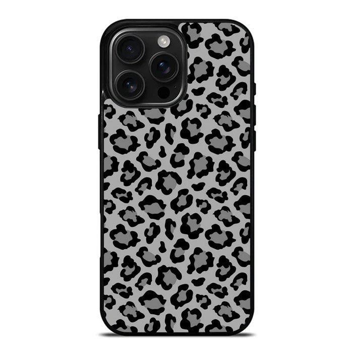 Leopard Grey Pattern iPhone 16 Pro Max Case DC1022
