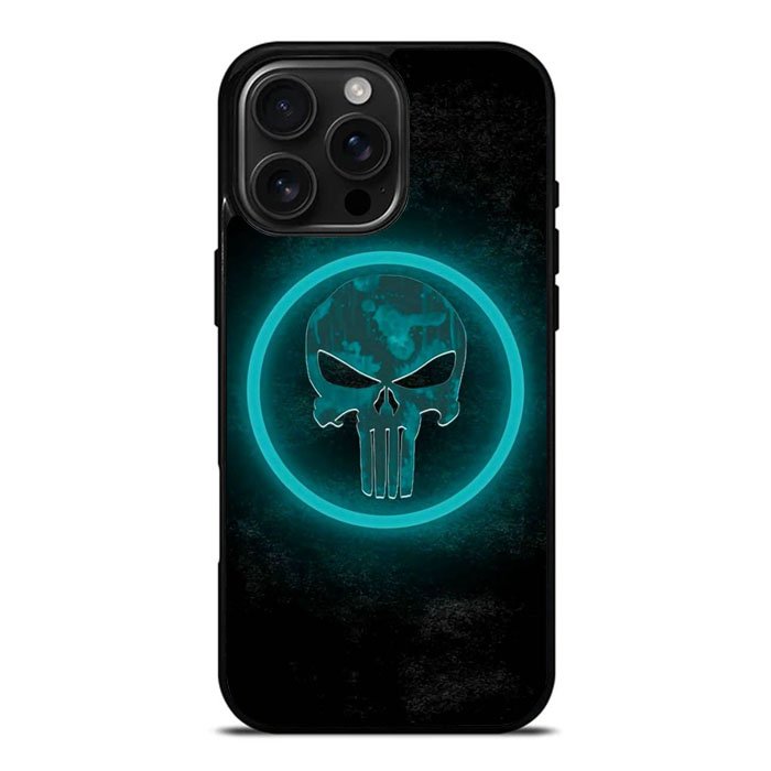 Punisher Blue Glow iPhone 16 Pro Max Case DC1516