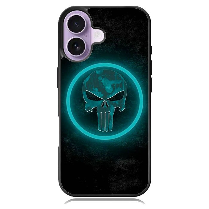 Punisher Blue Glow iPhone 16 Plus Case DC1516